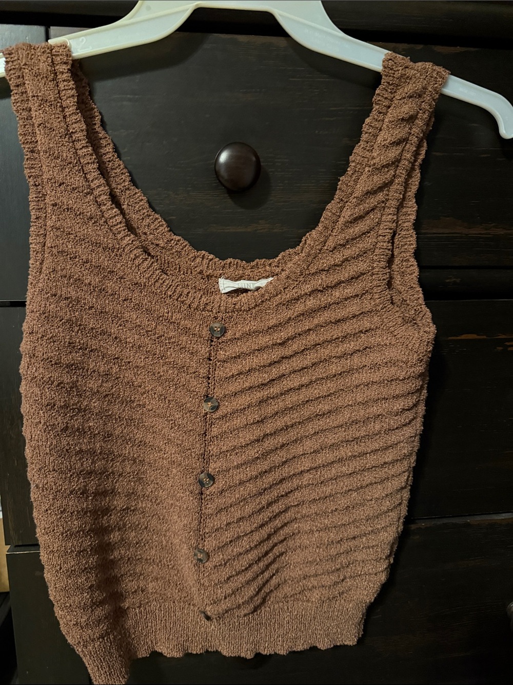 mine Textured Mauve Button-Front Tank Top